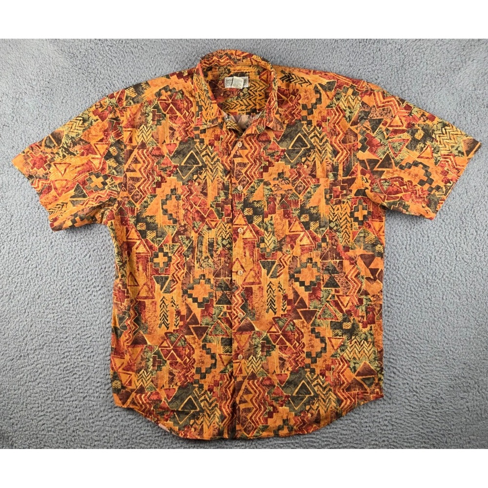 Vintage Banana Republic Safari & Travel Clothing Shirt Mens Large Novelty Print